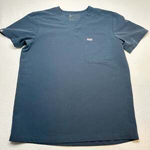 Figs Technical Collection Shirt Scrub Top V Neck Blue gray small